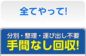 全てやって！分別・整理・運び出し不要手間なし回収！